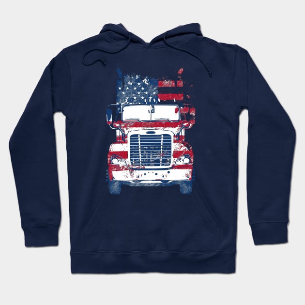 US Flag Truck Driver Patriotic American Hoodie by Wintrly